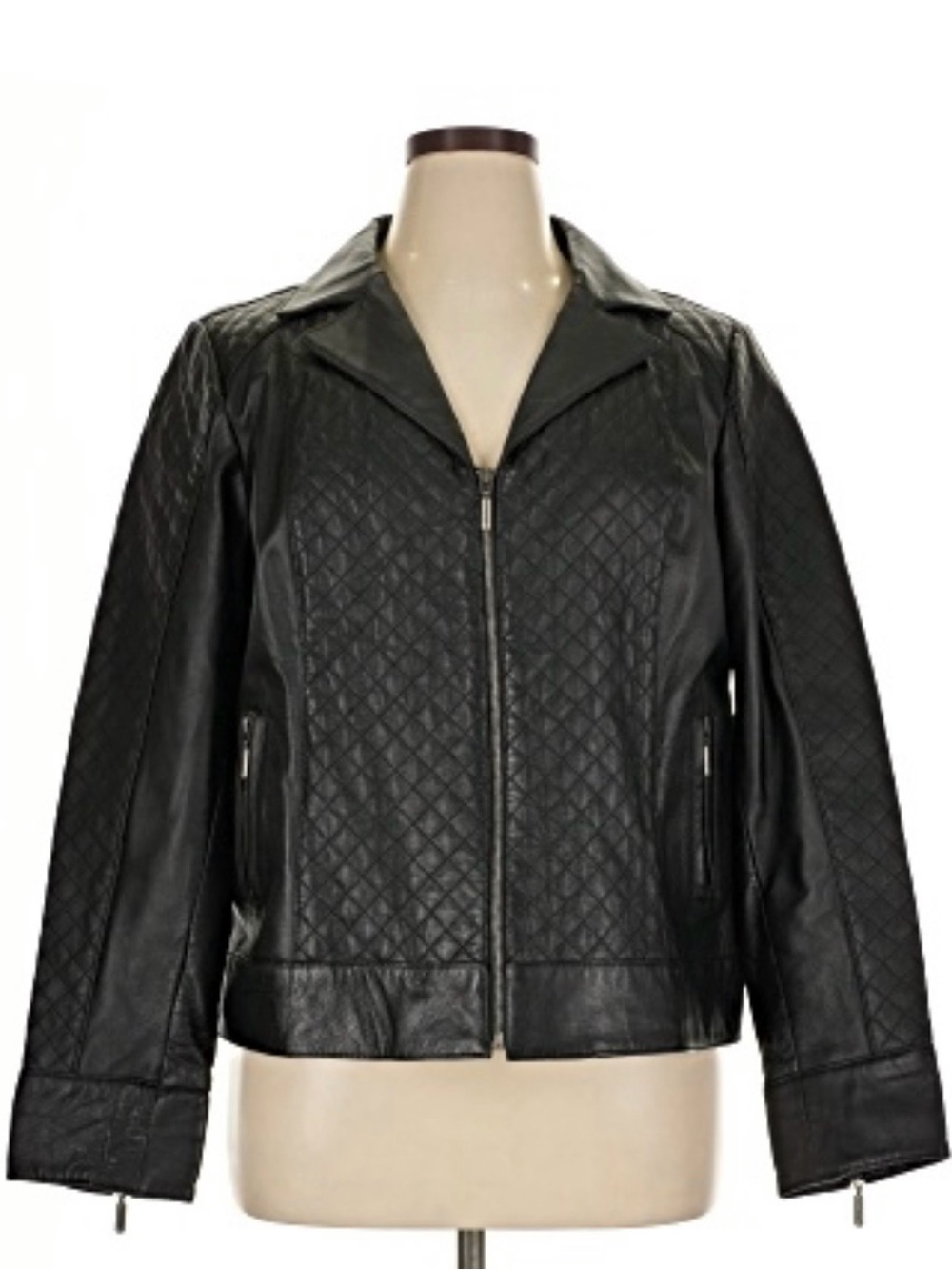 Bradley by Bradley Bayou Women's Quilted Leather Zip-Front Moto Jacket L
